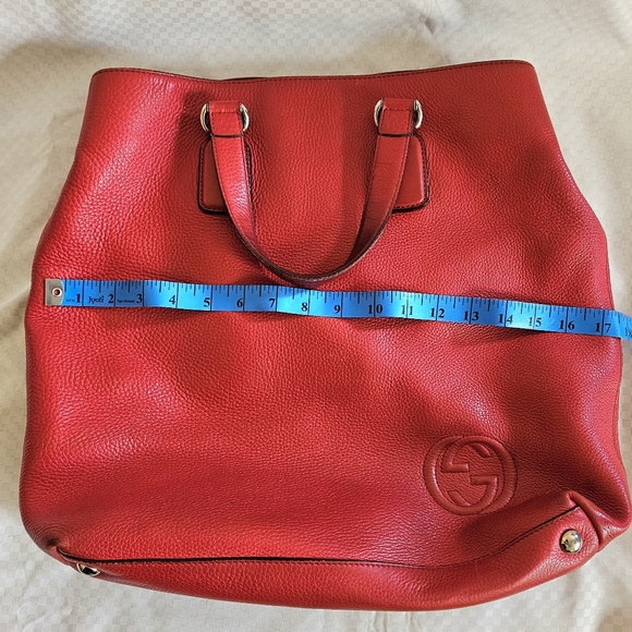 Vintage Gucci Red Leather Luxury Large Tote Handbag - Picture 12 of 16